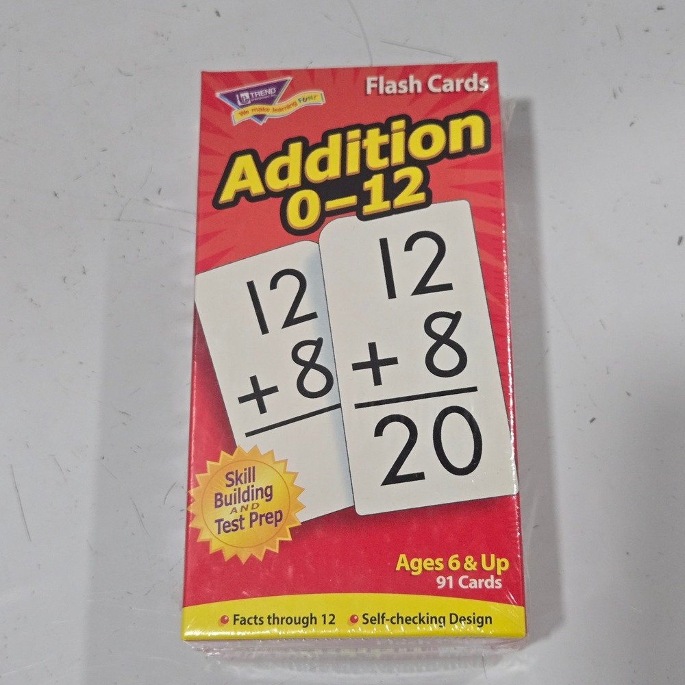 Trend Addition 0-12 Flash Cards Skill Building Test Prep 91 Cards T-53101 New